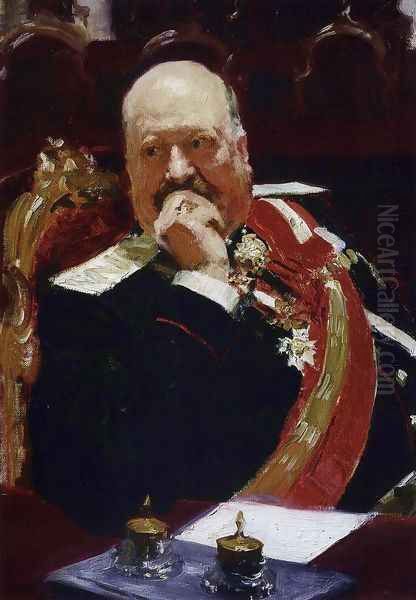 Portrait of Vice Minister of the Interior, cavalry general and member of State Council, Count Aleksey Pavlovich Ign Oil Painting by Repin Iliya