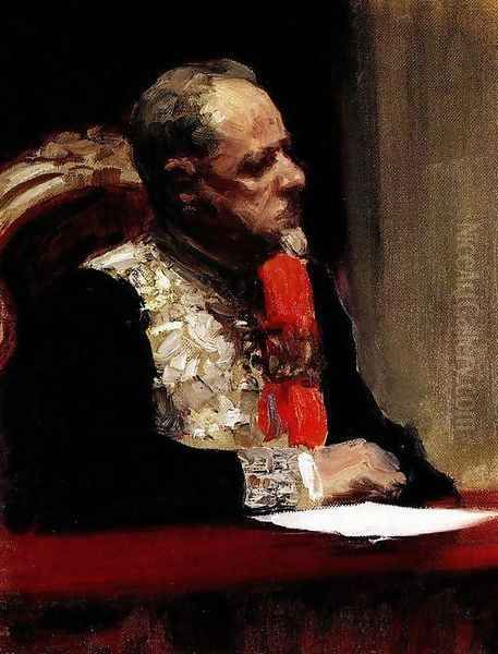 Portrait of Minister of Ways of Communication and member of State Council, Prince Mikhail Ivanovich Khilkov Oil Painting by Repin Iliya