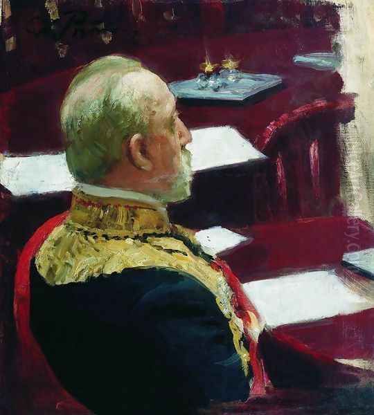 Portrait of Secretary of State, general and member of State Council Mikhail Nikolayevich Galkin-Vraskoi Oil Painting by Repin Iliya