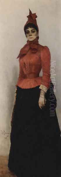 Portrait of Baroness Varvara Ivanovna Ikskul von Hildenbandt Oil Painting by Repin Iliya