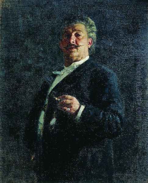 Portrait of painter and sculptor Mikhail Osipovich Mikeshin Oil Painting by Repin Iliya