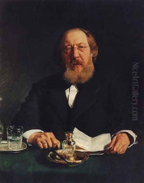 Portrait of poet and slavophile Ivan Sergeyevich Aksakov Oil Painting by Repin Iliya