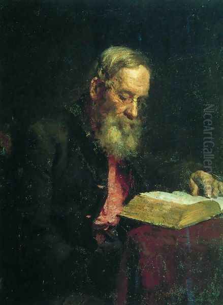 Portrait of Yefim Vasilyevich Repin, the artist's father Oil Painting by Repin Iliya