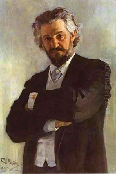 Portrait Of The Chello Player Alexander Verzhbilovich 1895 Oil Painting by Repin Iliya