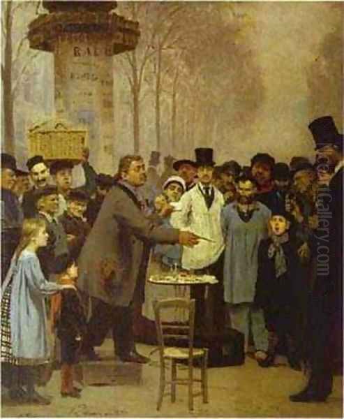 A Newspaper Seller In Paris 1873 Oil Painting by Repin Iliya