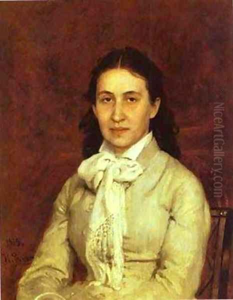 Portrait Of E Mamontova 1874-1879 Oil Painting by Repin Iliya