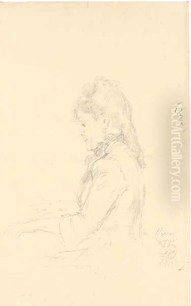 A presumed portrait of Sophie Menter (1846-1918) Oil Painting by Repin Iliya