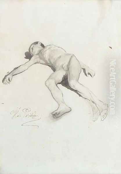 A reclining boy Oil Painting by Repin Iliya