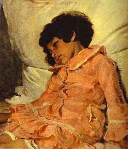 Portrait Of Nadya Repina The Artists Daughter 1881 Oil Painting by Repin Iliya