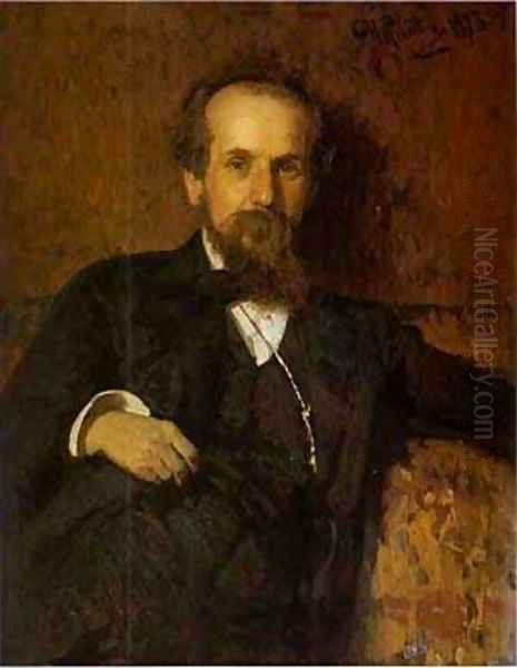 Portrait Of The Artist Pavel Tchistyakov 1878 Oil Painting by Repin Iliya