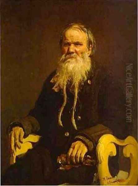 Portrait Of The Narrator Of The Folk Tales V Tschegolionkov 1879 Oil Painting by Repin Iliya