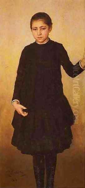 Portrait Of Vera Repina The Artists Daughter 1886 Oil Painting by Repin Iliya