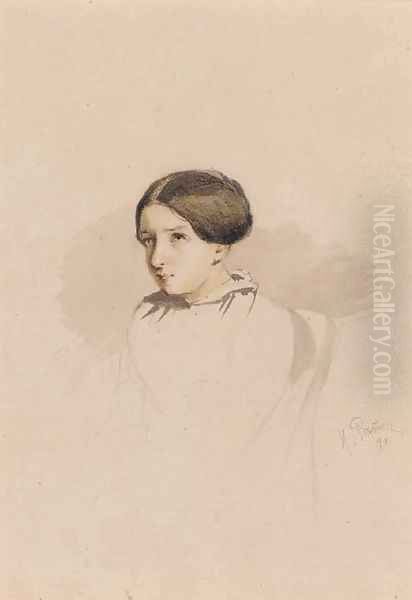 Portrait of a young Lady Oil Painting by Repin Iliya