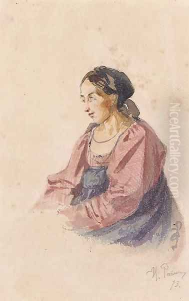 Portrait of an Italian Peasant Woman Oil Painting by Repin Iliya