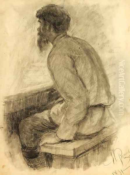 Portrait of a Man seated Oil Painting by Repin Iliya