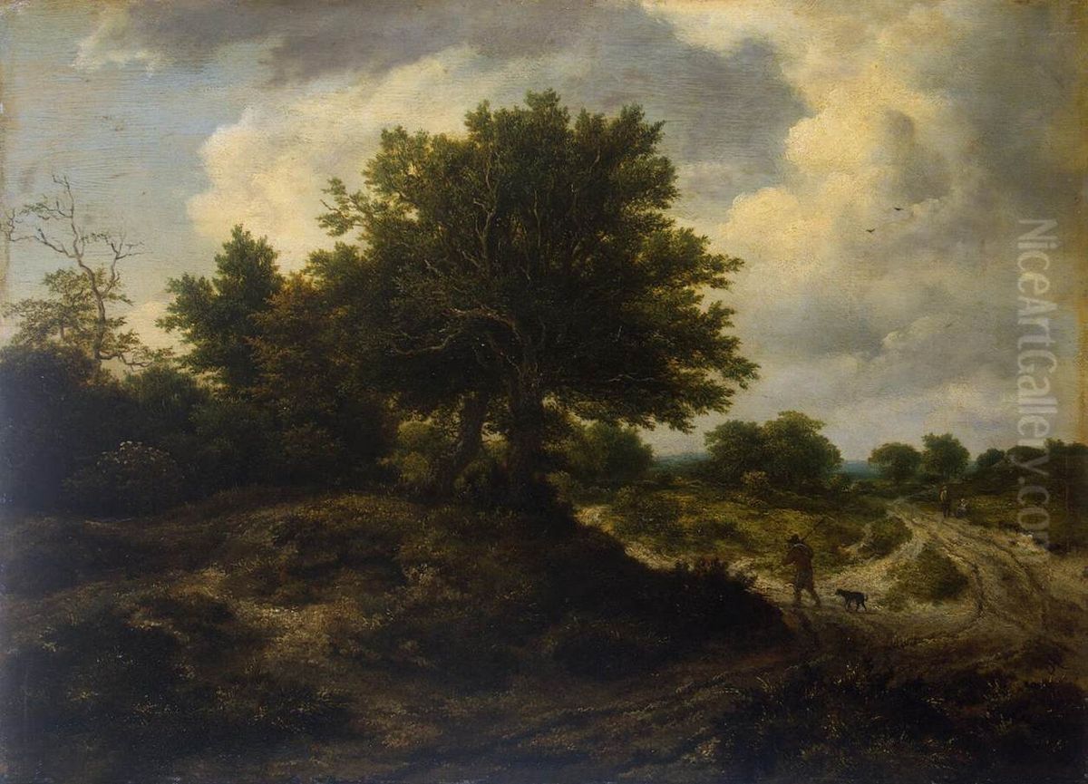 Landscape with a Traveller Oil Painting by Jacob Van Ruisdael