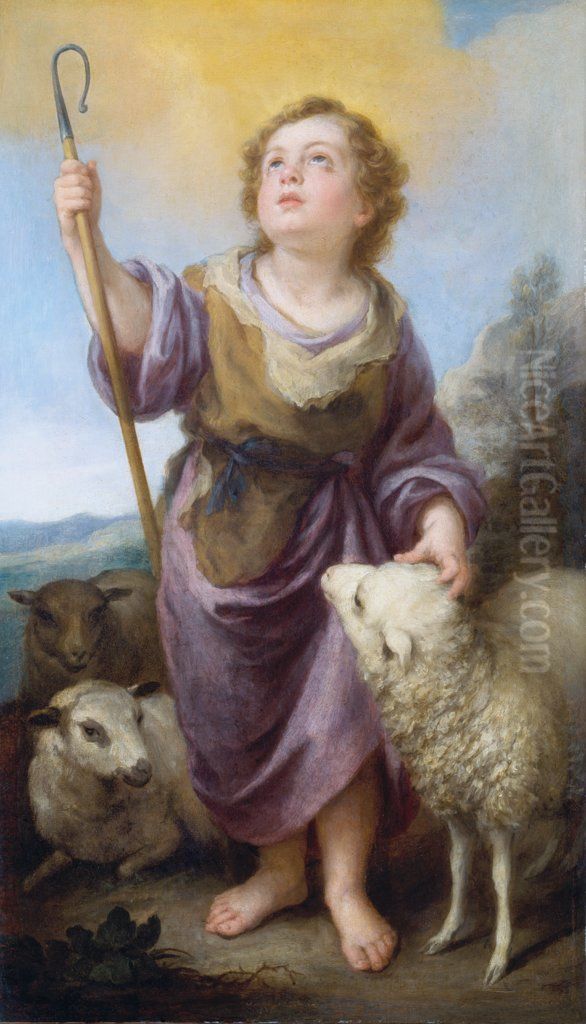 The Good Shepherd Oil Painting by Bartolome Esteban Murillo