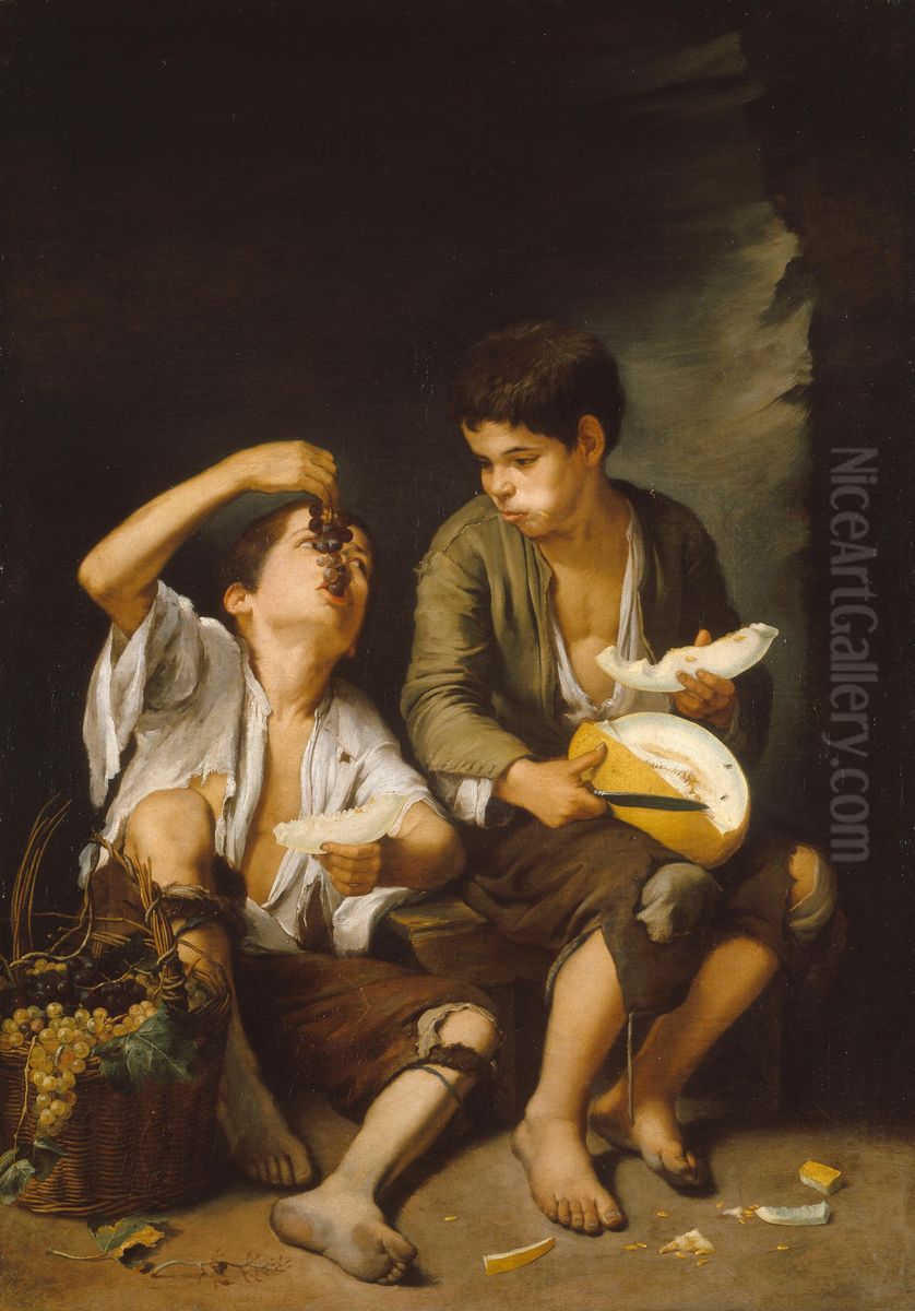 Trauben- Und Melonenesser Oil Painting by Bartolome Esteban Murillo