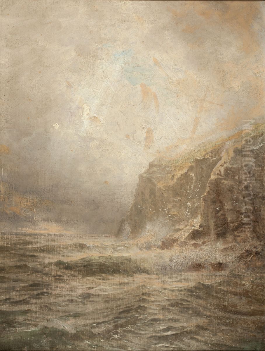 Rocky Sea Coast Oil Painting by William Trost Richards