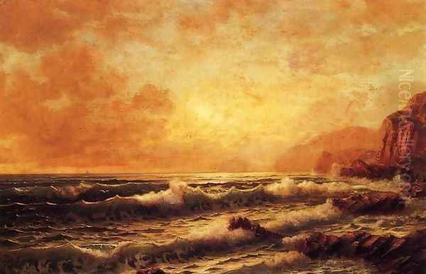 Rocky Coast at Sunset Oil Painting by William Trost Richards