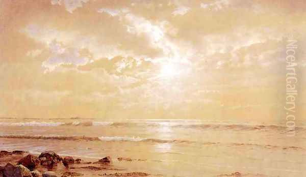 On the Beach - Moonlight Oil Painting by William Trost Richards