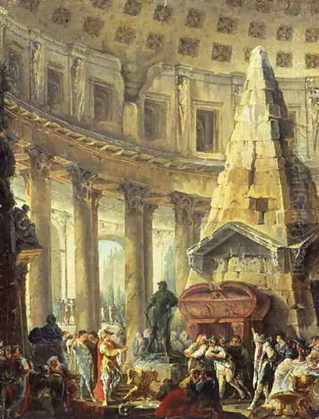 Alexander the Great visiting the Tomb of Achilles, 1755-60 Oil Painting by Hubert Robert
