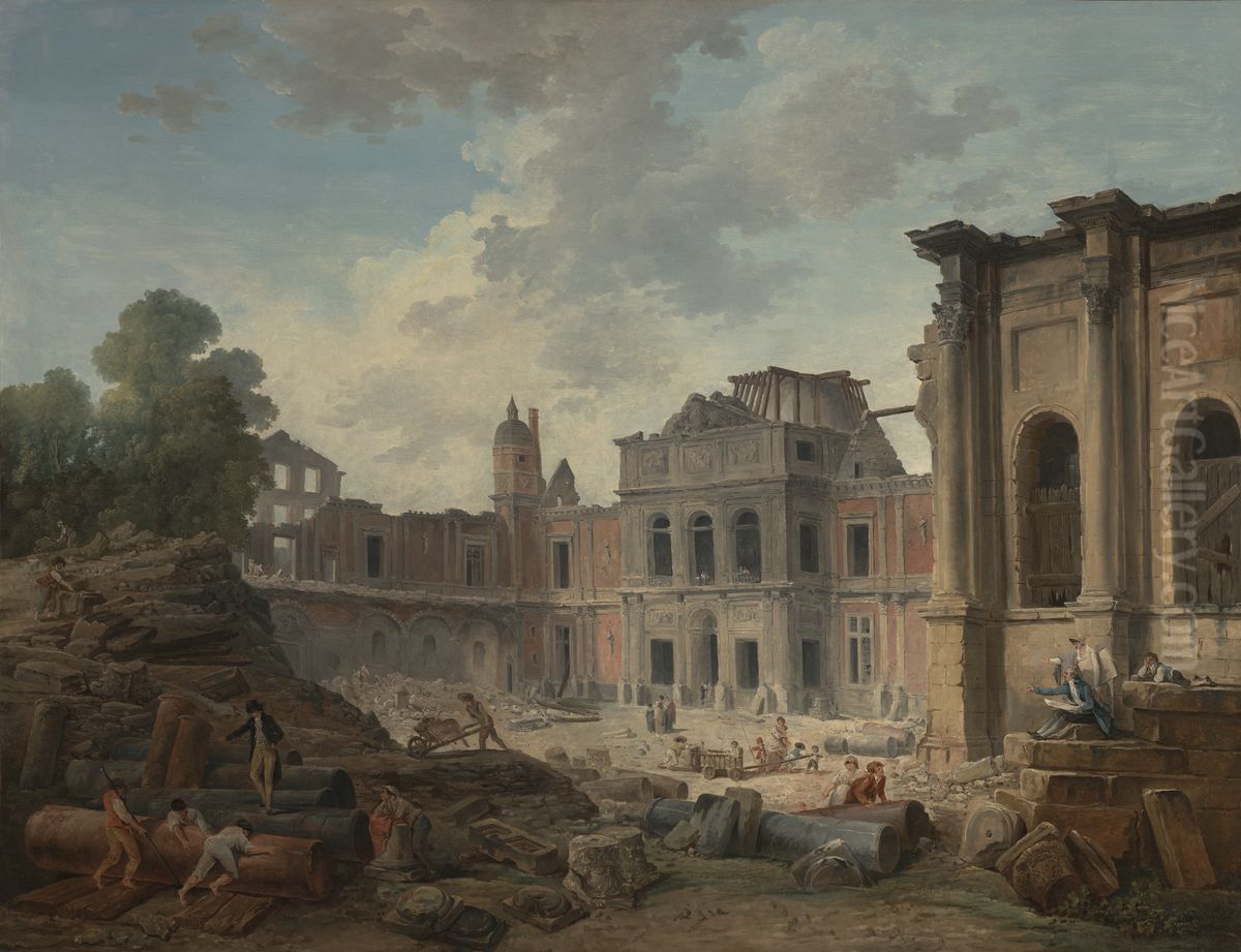 Demolition of the Chateau of Meudon Oil Painting by Hubert Robert