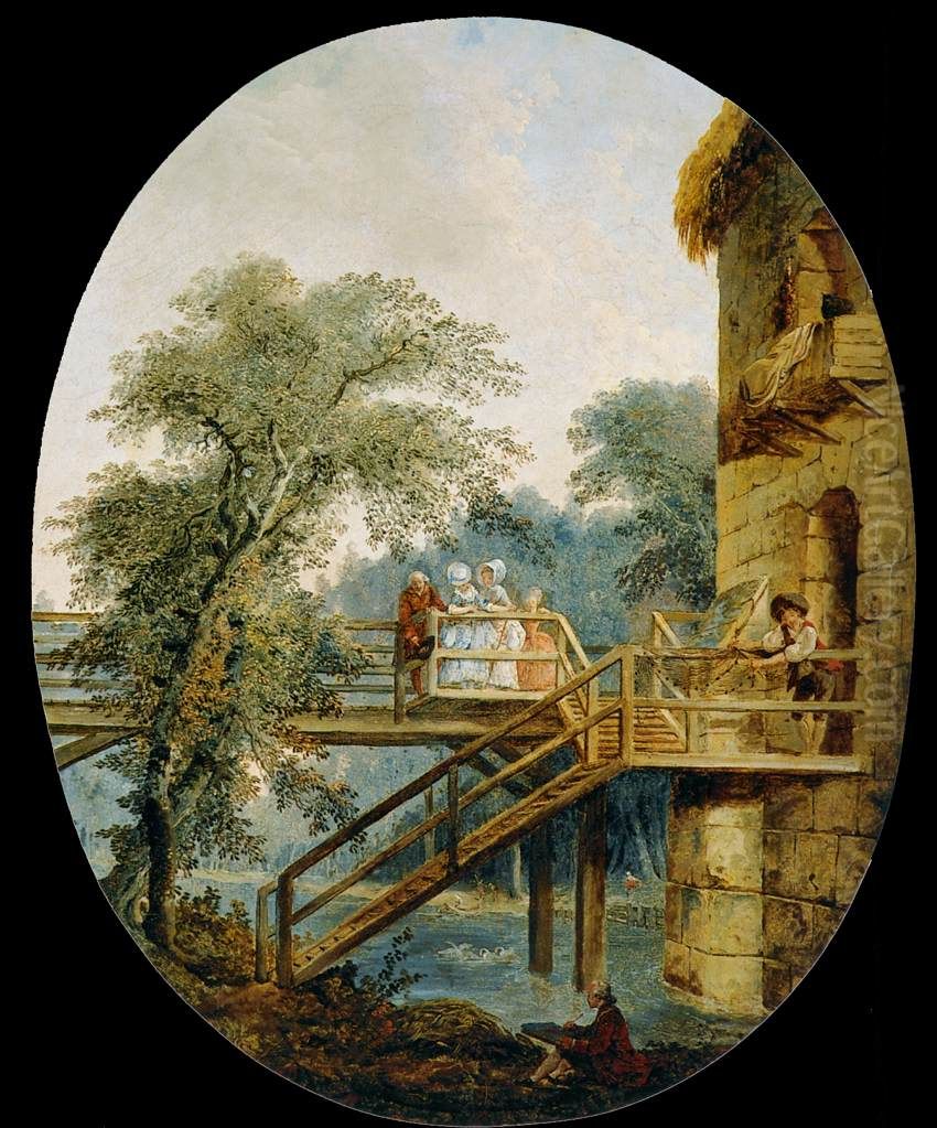 The Footbridge Oil Painting by Hubert Robert
