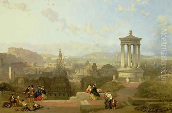 Edinburgh from the Calton Hill view looking West Oil Painting by David Roberts