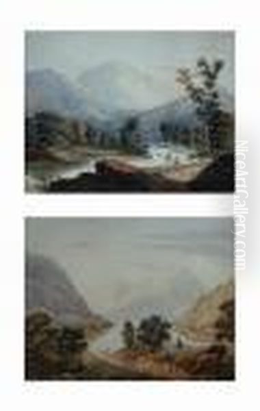 Views 
 Fishermen By A Highland Stream And Figures By A Highland Loch Oil Painting by Alexander Nasmyth