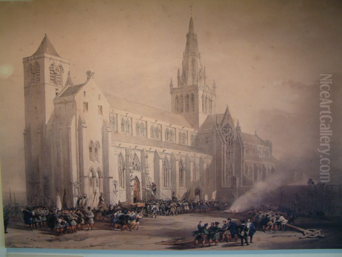 St. Mungo's Cathedral Glasgow Oil Painting by David Roberts