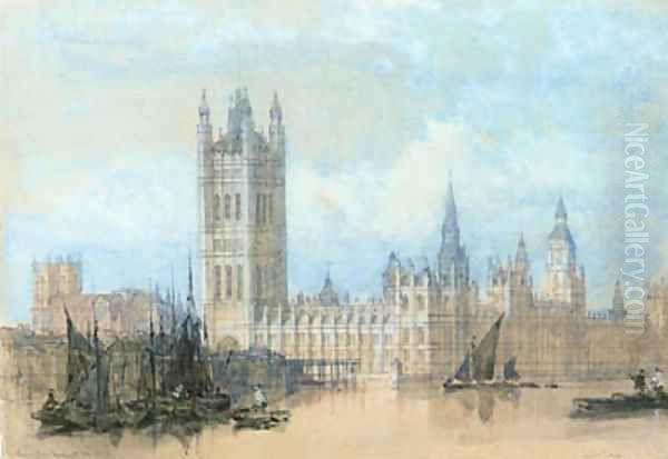The Houses of Parliament, Westminster Oil Painting by David Roberts
