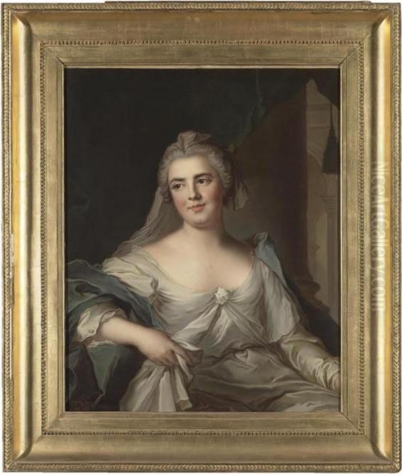 Portrait Of Louise-elisabeth De 
France (1727-1759), Duchesse De Parme, Eldest Daughter Of Louis Xv Of 
France, Half Length Seated Oil Painting by Jean-Marc Nattier