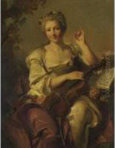 Portrait Of A Lady With Violin Oil Painting by Jean-Marc Nattier
