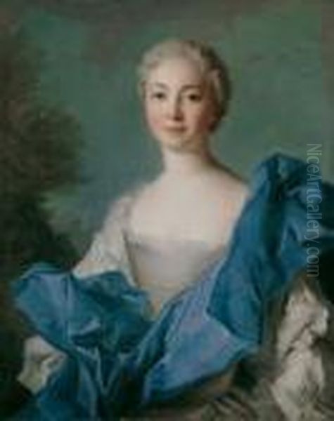 Bildnis Einer Vornehmen Jungen 
Dame Mit Gepudertem Haar. Signiert Und Datiert Mitte Links: Nattier Pinx
 1736. Ol Auf Leinwand (doubliert). H 81; B 65 Cm. Provenienz: Galerie 
Bohler,luzern; Slg. H.m. Gutmann, Potsdam; 132. Auktion P. Graupe, 
Berlin Oil Painting by Jean-Marc Nattier