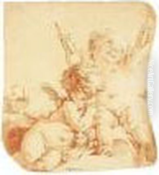 Portrait Of A Man, Believed To 
Be Jean-baptiste Gresset, Half-length, Holding A Wine Bottle And Glass Oil Painting by Jean-Marc Nattier