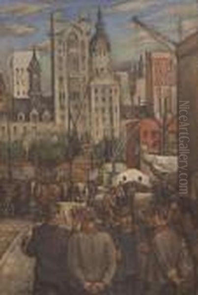 Il Pittore Al Porto Di Buenos Aires Oil Painting by Hector Nava