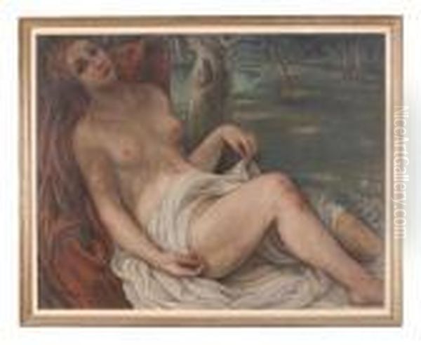 Donna Distesa In Paesaggio Oil Painting by Hector Nava