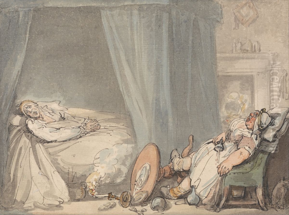 The Drunken Nurse Oil Painting by Thomas Rowlandson
