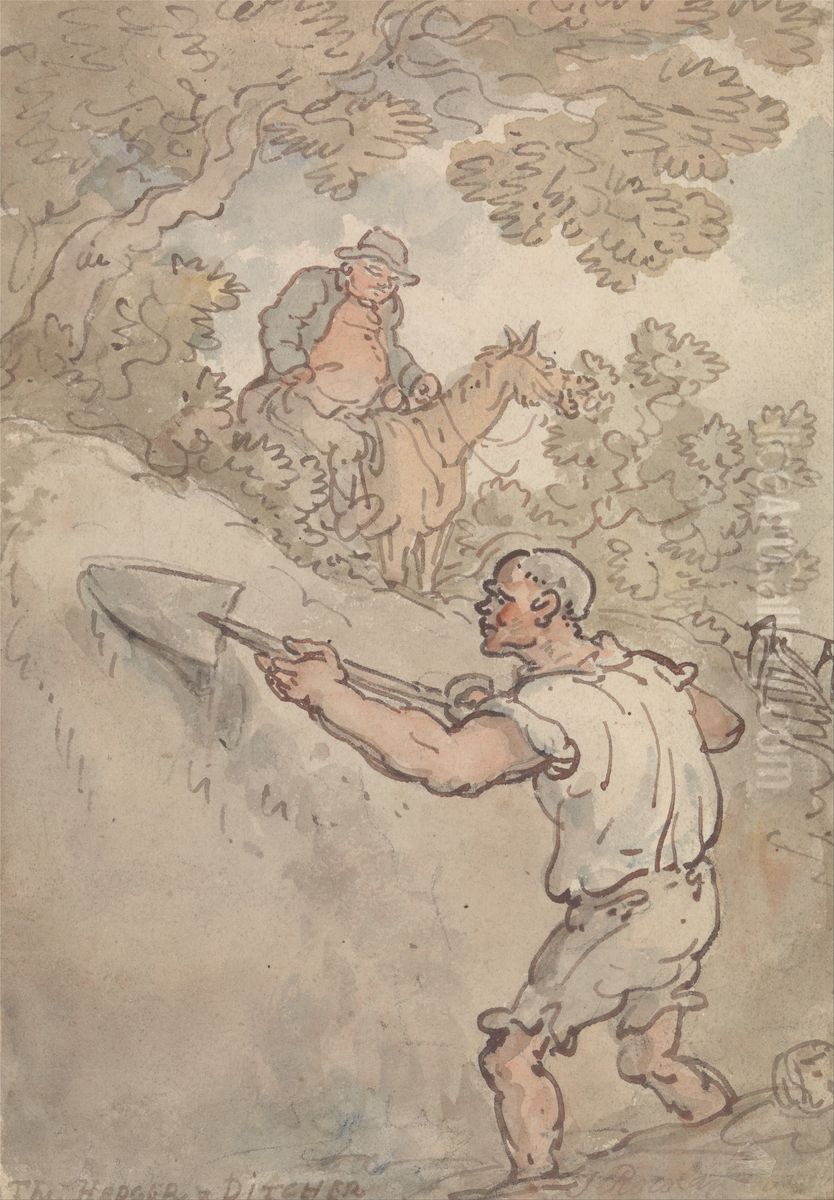 The Hedger and Ditcher Oil Painting by Thomas Rowlandson