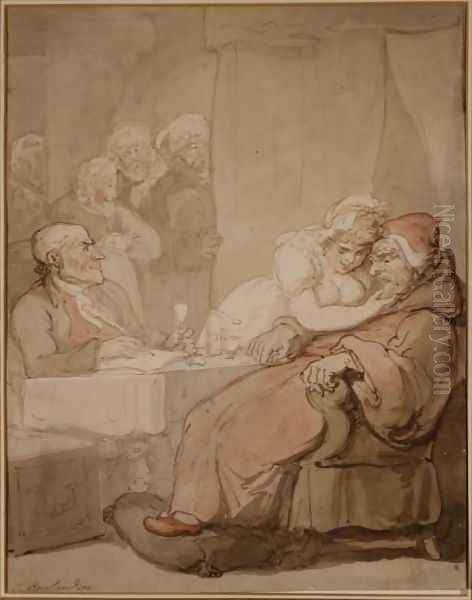 An Eye on the Will Oil Painting by Thomas Rowlandson