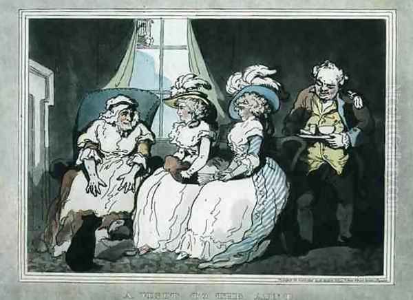 A Visit to the Aunt, aquatinted by Francis Jukes 1747-1812, pub. by E. Jackson, 1786 Oil Painting by Thomas Rowlandson