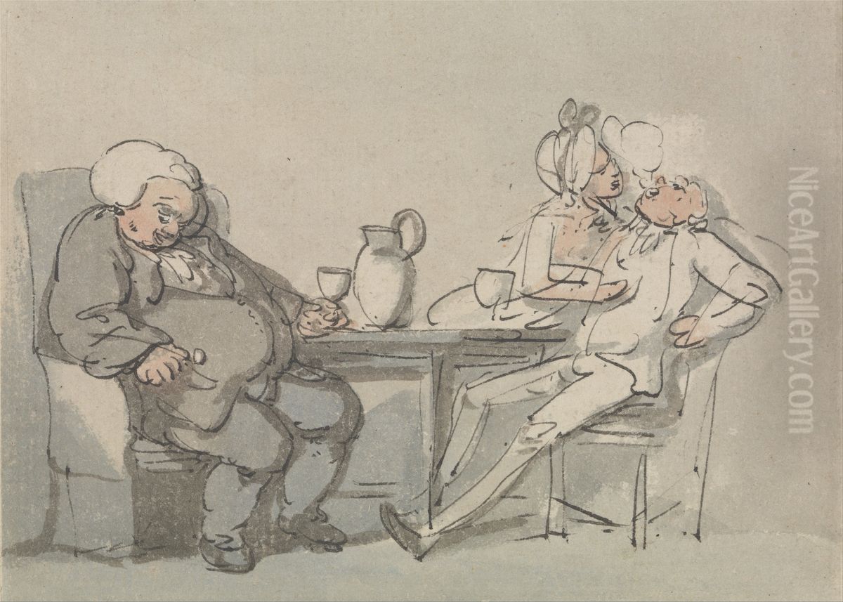 The Doctor Overcame Oil Painting by Thomas Rowlandson