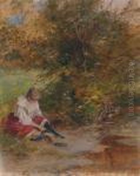 Young Lady Oil Painting by Antal Neogrady