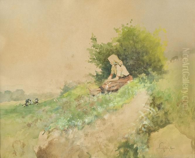 Domboldalon Oil Painting by Antal Neogrady