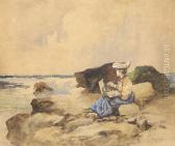 Festono A Tengerparton Oil Painting by Antal Neogrady