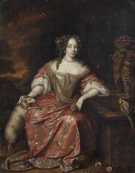 Bildnis Einer Vornehmen Dame Als
 Schaferin. Oil Painting by Caspar Netscher