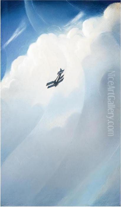 Spiral Descent Oil Painting by Christopher R. Wynne Nevinson