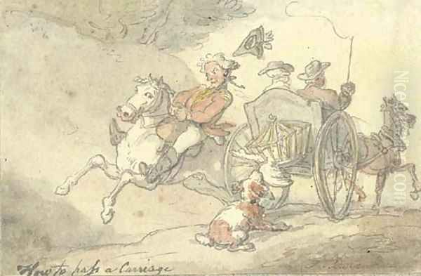 How to pass a carriage Oil Painting by Thomas Rowlandson