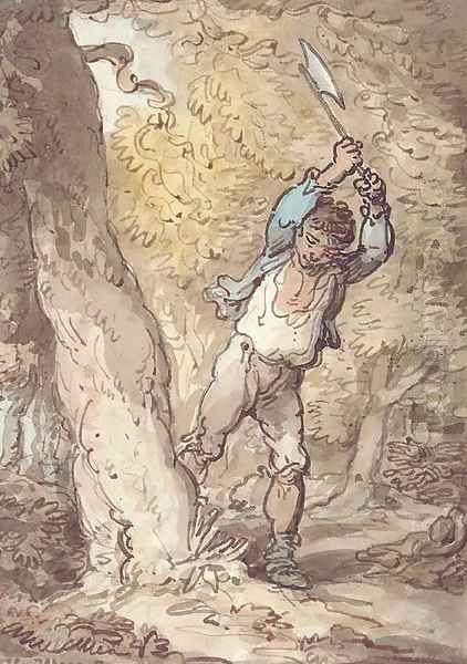 The Woodcutter Oil Painting by Thomas Rowlandson